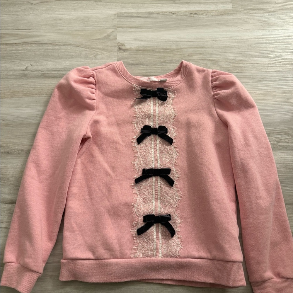 Janie and Jack Pink Top with Lace and Bow